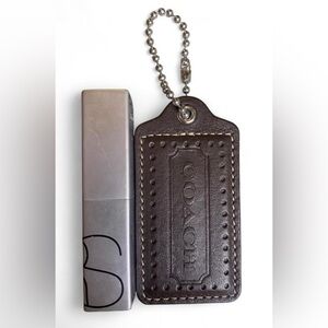 RARE XL 3.5” Authentic COACH Perforated Leather Hangtag | Mahogany EUC
